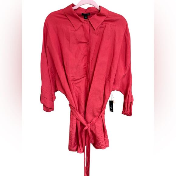 Linen Blend Belted Tunic Top NWT Size 2X Boho Lagenlook Modern Minimalist - Picture 2 of 7